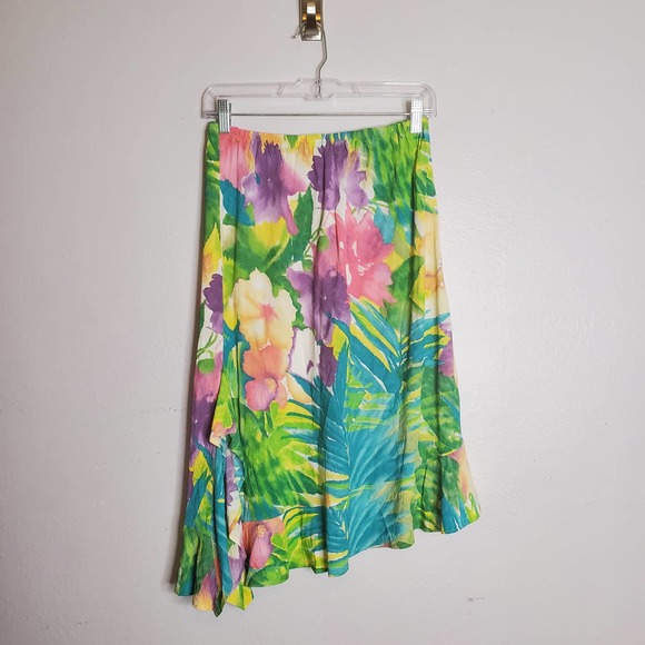 Jams World Skirts Jams World Asymmetric Ruffle Skirt Orchids Size